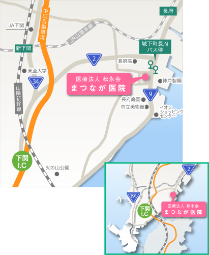 まつなが医院までのアクセスマップ