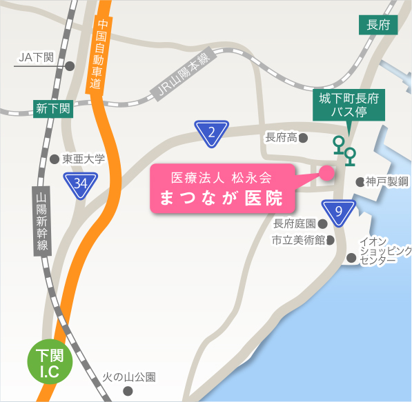 まつなが医院までのアクセスマップ